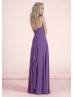 Halter Neck Purple Chiffon Bridesmaid Dress